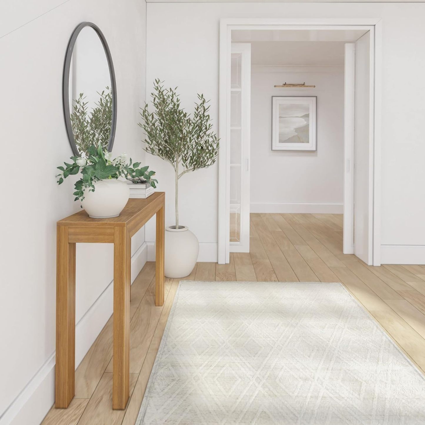 Modern Solid Wood Console Table, 46.25 Inch, Sofa Table, Narrow Entryway Table for Hallway, Behind The Couch, Living Room, Foyer, Easy Assembly, Pecan