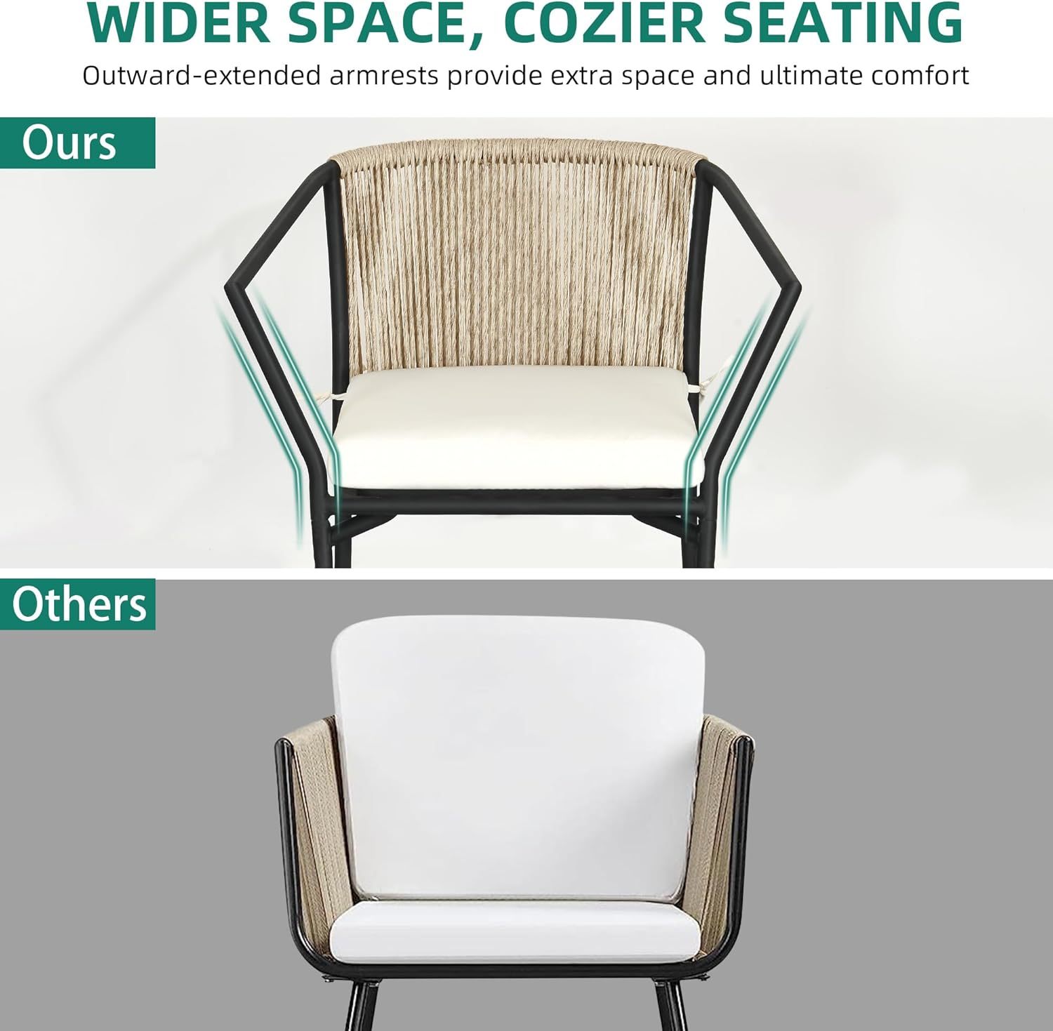 Wicker 3-Piece Outdoor Bistro Set, All-Weather Patio Conversation Set with Stackable Chairs & Table