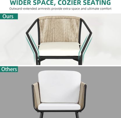 Wicker 3-Piece Outdoor Bistro Set, All-Weather Patio Conversation Set with Stackable Chairs & Table