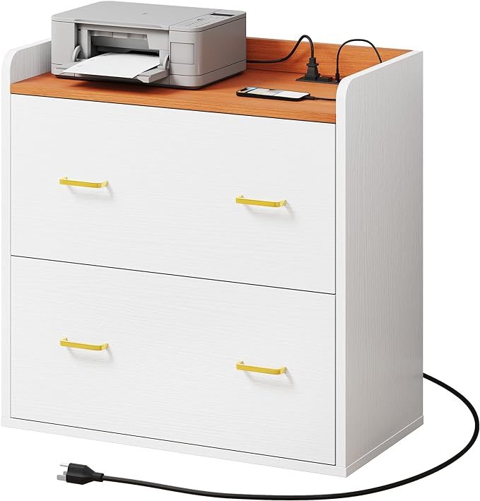 Wood File Cabinets, Heavy Duty Garage Tool Cabinets with Charging Station