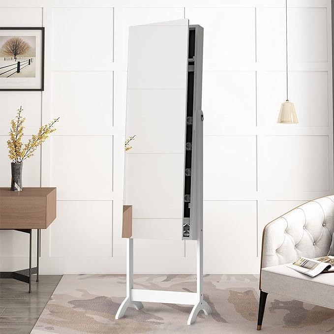 Mirror Jewelry Cabinet, Free Standing Jewelry Armoire Mirror Organizer