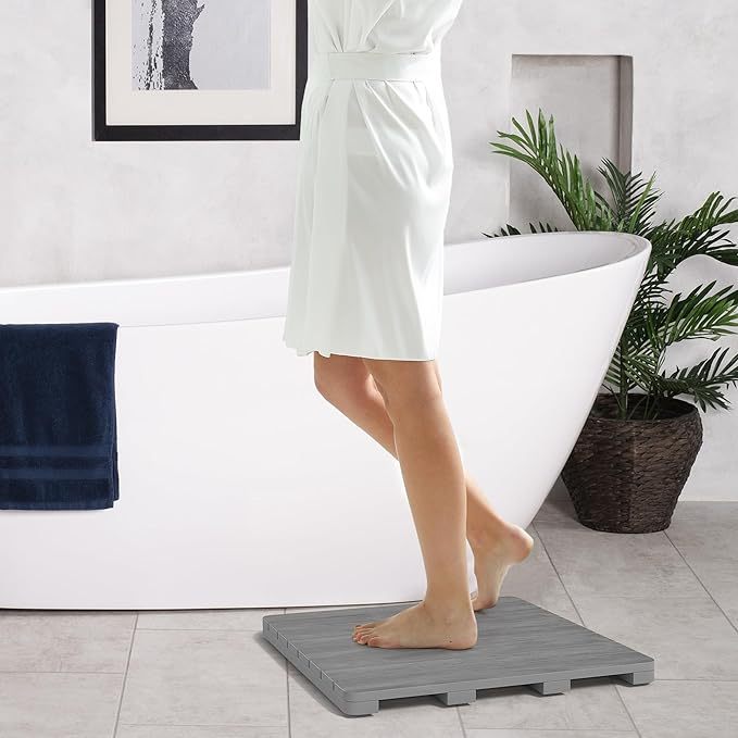 Bath Mat, Non Slip Poly Lumber Shower Mat, Square Floor Mat