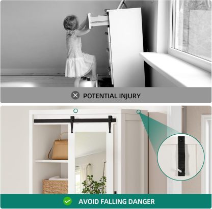 Tall Storage Cabinet, Farmhouse Bathroom Cabinets, Storage Cabinet with Doors, 1 Adjustable Shelf and 1 Drawer, Floor Kitchen Cabinet