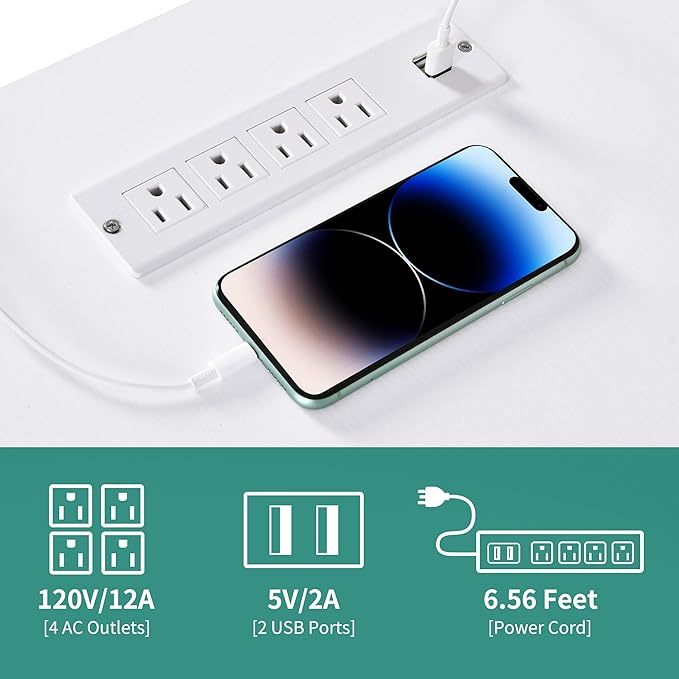 L Shaped Desk with Drawers, 59" Corner Computer Desk with Power Outlets & LED Lights