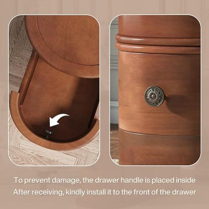 Solid Wood End Table, 2-Drawer Narrow Side Table