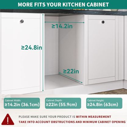 32 Quart Pull-Out Sliding Under Mount Kitchen Waste Garbage Container with Soft-Close Slides