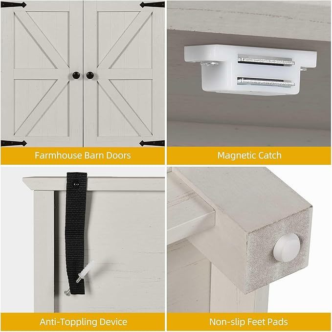 72" Tall Farmhouse Pantry Cabinet, Kitchen Storage Cabinet with Drawer and 2 Barn Doors