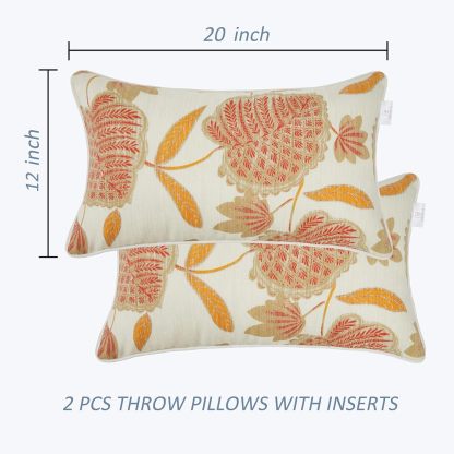 Outdoor Lumbar Pillows Set of 2 Outdoor Decorative Pillows with Insert Included 12×20 Inch