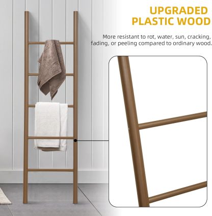 4.8Ft Poly Lumber Wall Leaning Blanket Ladders Quilt Towel Display Rack Shelf Holder