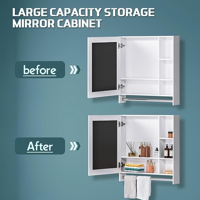 Bathroom Cabinet with Mirror, Multipurpose Wall Cabinet