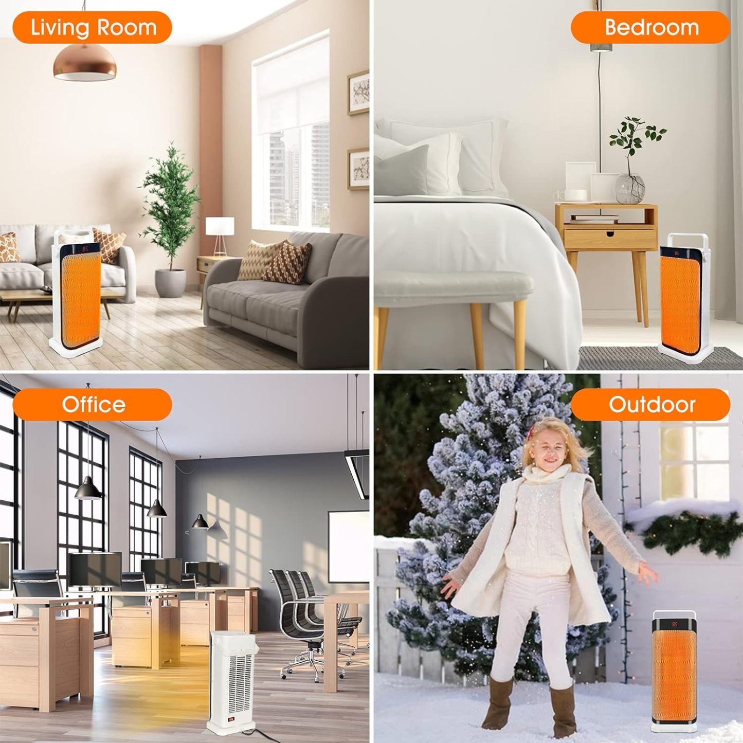 Space Heater - 1500W Portable Electric Heater with Remote, Fast Heating Ceramic Tower Heater Fan