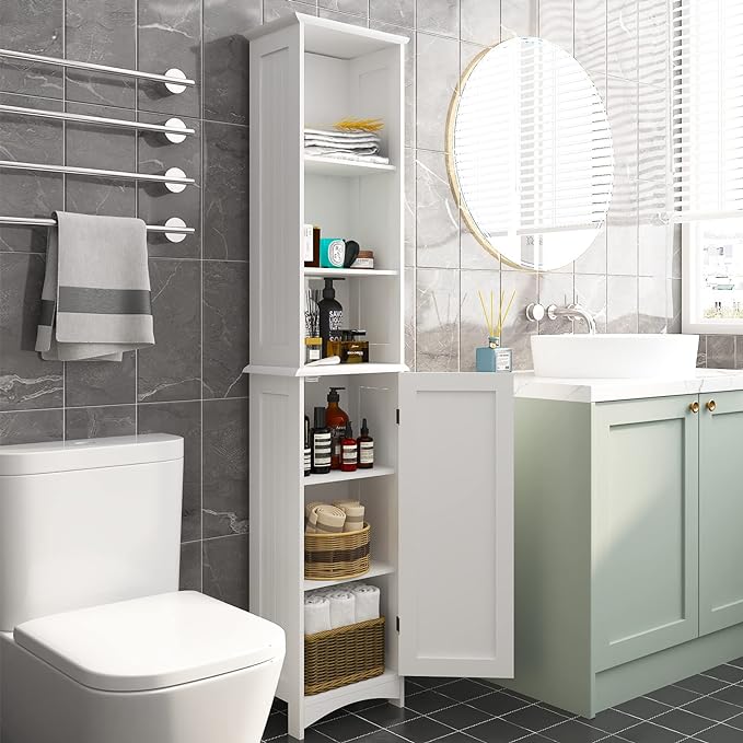 Bathroom Tall Cabinet, Bathroom Floor Storage Cabinet with Shelves