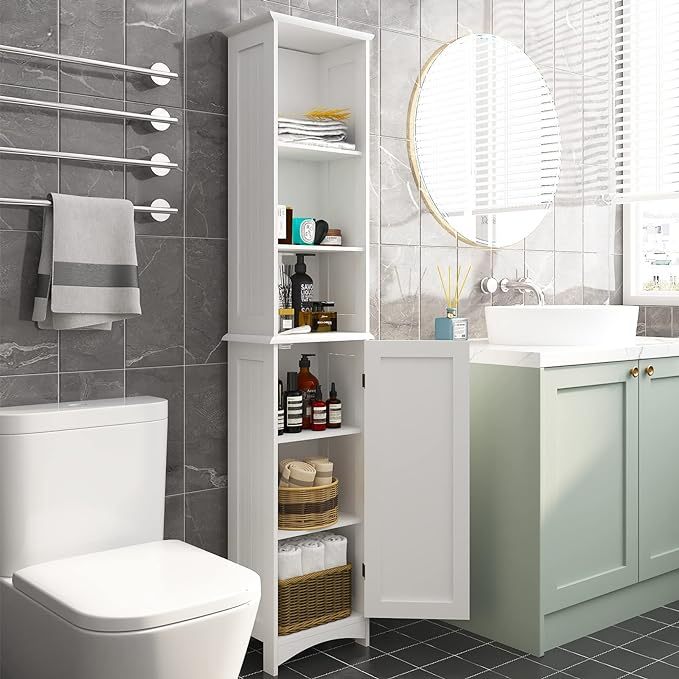 Bathroom Tall Cabinet, Bathroom Floor Storage Cabinet with Shelves