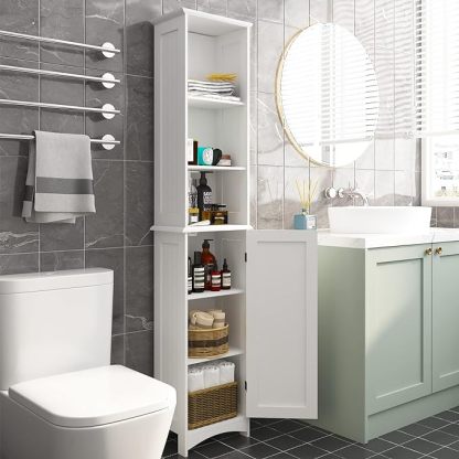 Bathroom Tall Cabinet, Bathroom Floor Storage Cabinet with Shelves