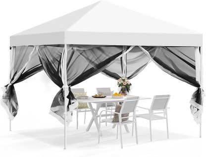 10x10 Pop Up Canopy Tent with Netting, Easy Set Up Outdoor Patio Canopy Screen House Room Tent