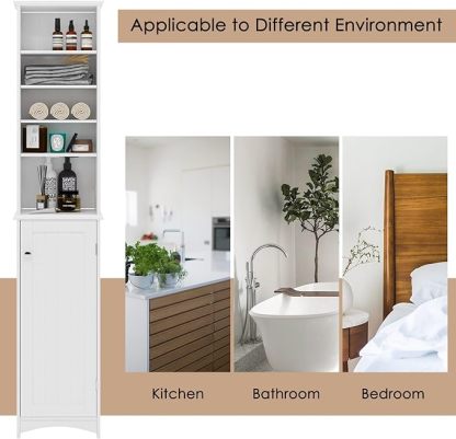 Bathroom Tall Cabinet, Bathroom Floor Storage Cabinet with Shelves