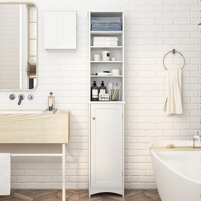 Bathroom Tall Cabinet, Bathroom Floor Storage Cabinet with Shelves
