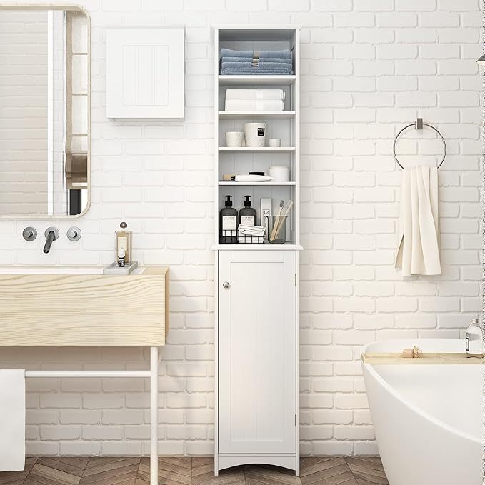 Bathroom Tall Cabinet, Bathroom Floor Storage Cabinet with Shelves
