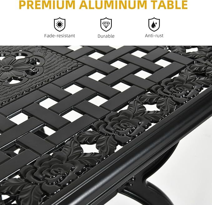 Outdoor Cast Aluminum Square Side Table, Patio End Table Bistro Coffee Table