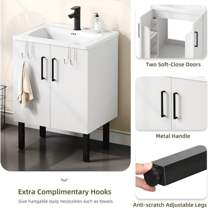 24 Inch Bathroom Vanity with Undermount Sink Combo