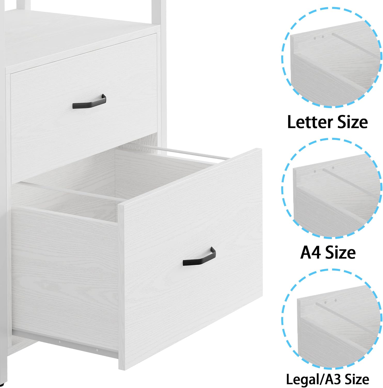 71.6 in Tall Bookshelf 5 Tier, Freestanding Storage Home Office Cabinet Organizer, Rustic Home Decor, White