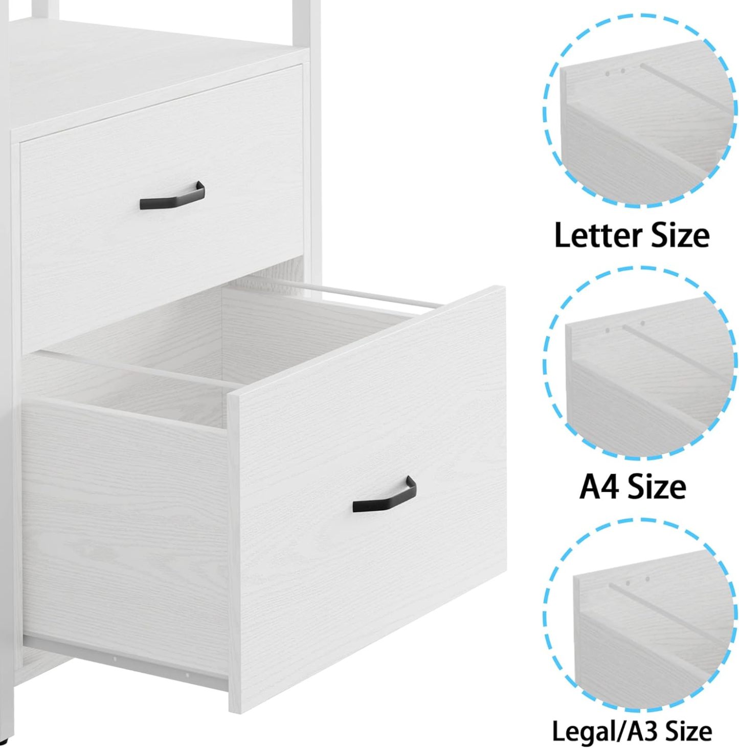 71.6 in Tall Bookshelf 5 Tier, Freestanding Storage Home Office Cabinet Organizer, Rustic Home Decor, White