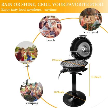 Electric BBQ Grill Techwood 15-Serving Indoor/Outdoor Electric Grill for Indoor & Outdoor Use