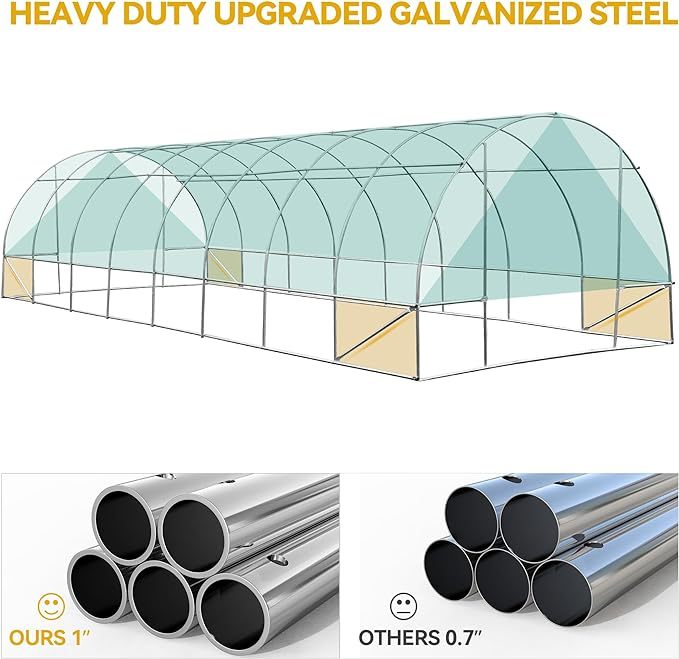 26x10x6.6ft Greenhouse Heavy Duty Large Walk-in Greenhouses Tunnel Green House