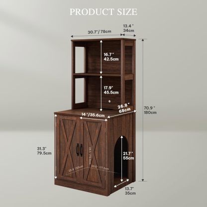 Large Cat Litter Box Furniture with Shelves and Charging Station, Hidden for Self-Cleaning Cat Litter Box Enclosure