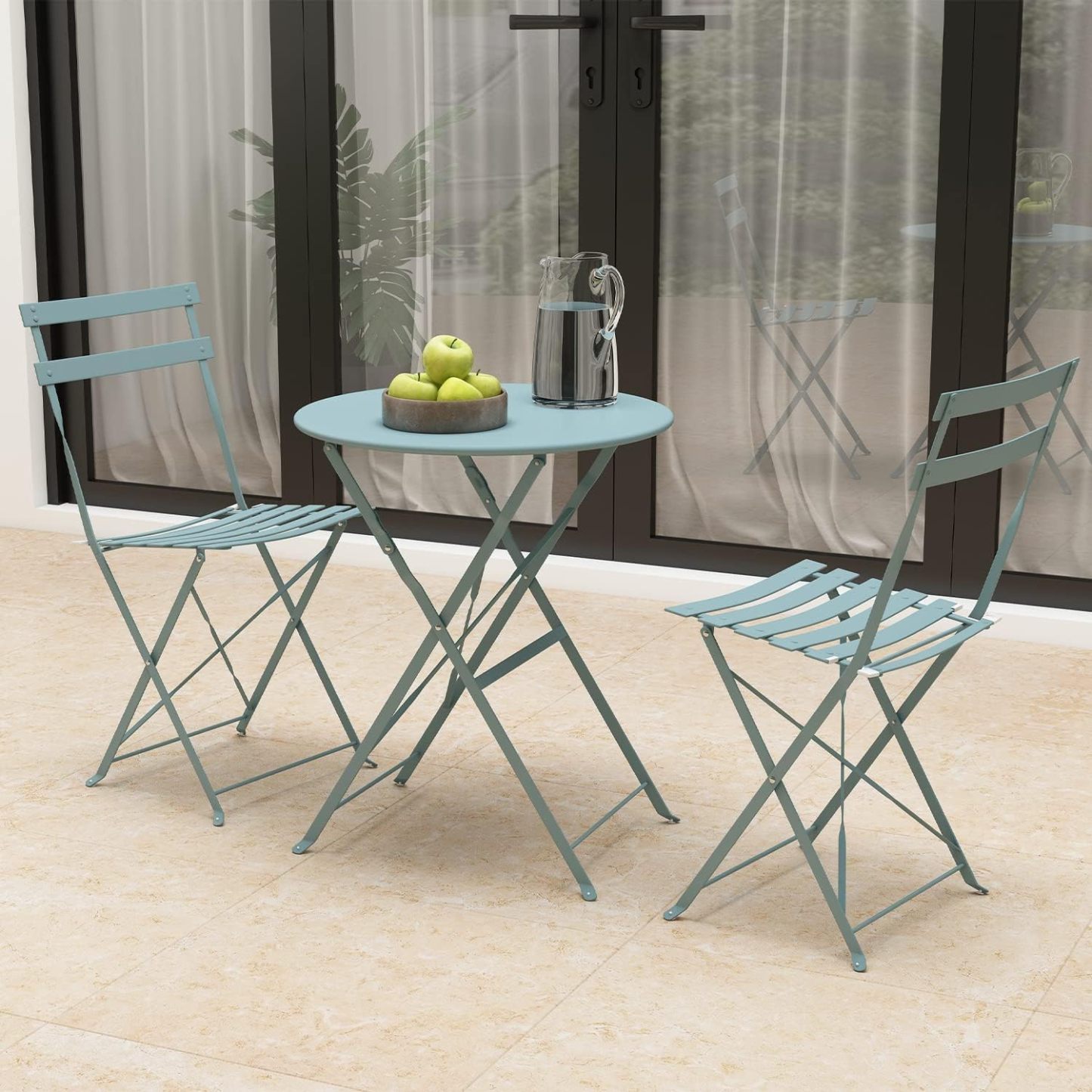 3 Piece Outdoor Bistro Set - Foldable Outdoor Chairs Set of 2 and Folding Bistro Table