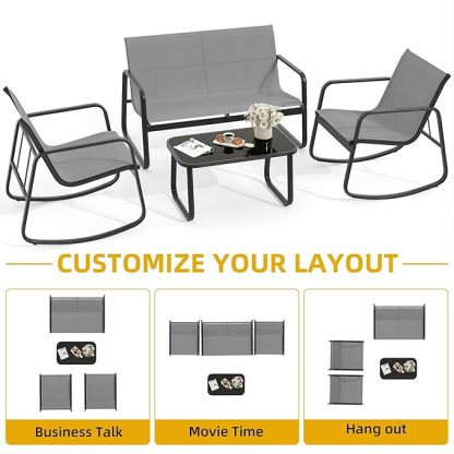 4 Piece Patio Furniture Set, Outdoor Conversation Sets for Patio, Lawn, Garden