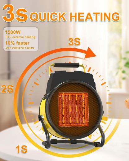Outdoor Heater, 1500W Portable Electric Patio Heaters for Outdoor Use with 2S Fast Heating & Overheat Protection