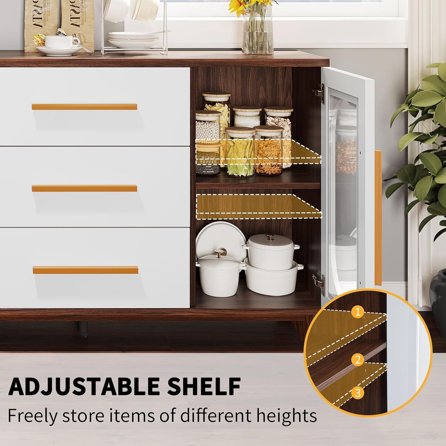 Storage Cabinet, 59'' Sideboard Buffet Cabinet with Storage