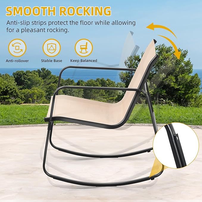 3 Piece Patio Furniture Set Outdoor Textilene Bistro Set Modern Porch Furniture Patio Chairs Set of 2 