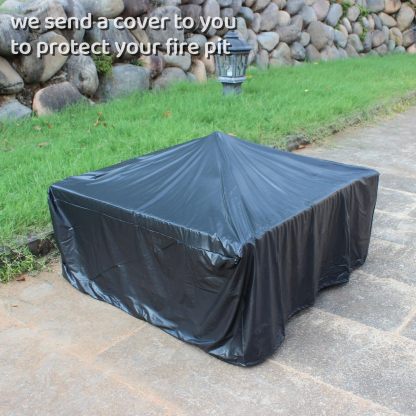 30 inch Fire Pits Table for Outside with Real Slate, Wood Burning Outdoor Fire Pit with Waterproof Cover & Fire Poker& Log Grate& Spark Screen