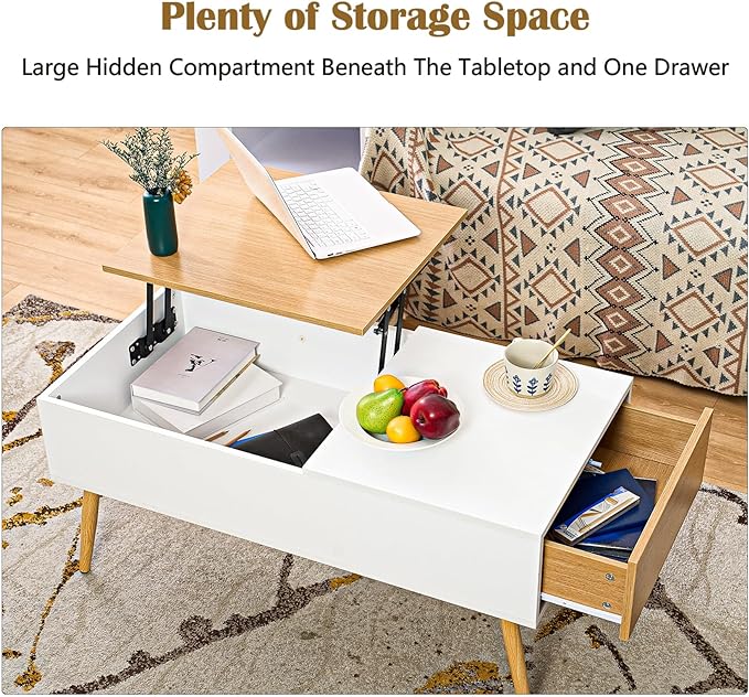 Lift Top Coffee Table, Hidden Compartment and Storage