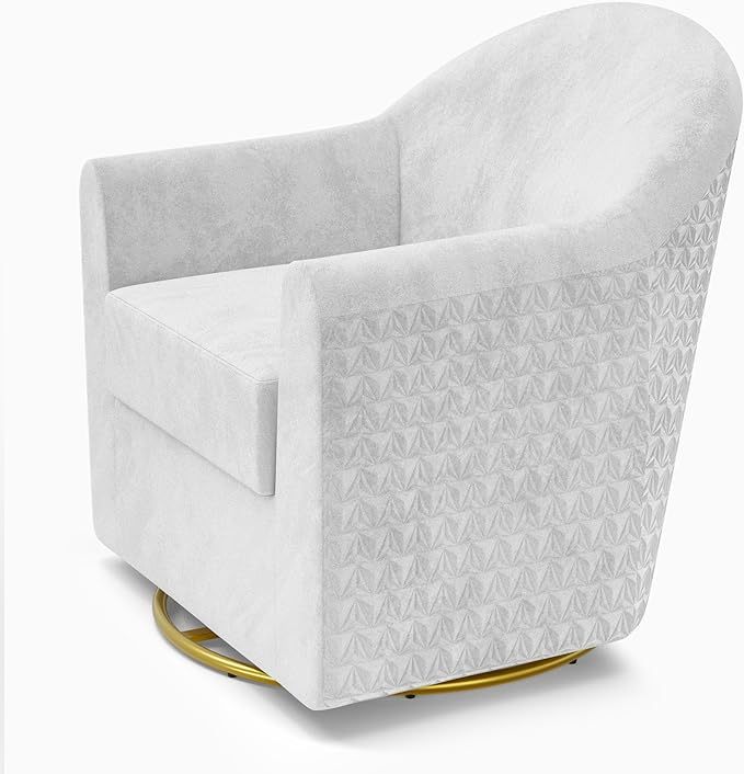 Swivel Accent Chair, Modern Velvet Upholstered Barrel Armchair