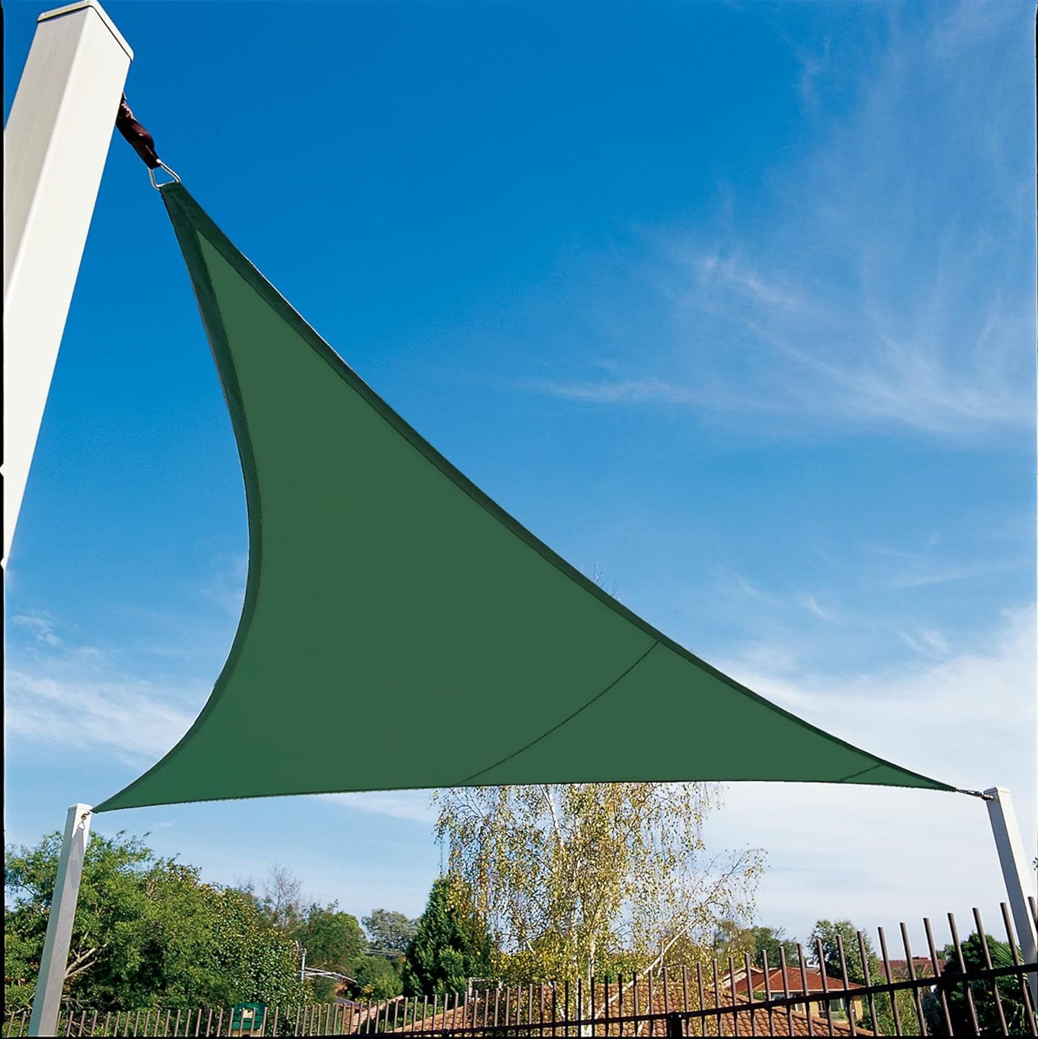 Shade Sail, 95% UV Block Shade and Sun Shield, Medium 18' Triangle Shade Sail Including Hardware Kit, Heritage Green