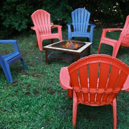 30 inch Fire Pits Table for Outside with Real Slate, Wood Burning Outdoor Fire Pit with Waterproof Cover & Fire Poker& Log Grate& Spark Screen