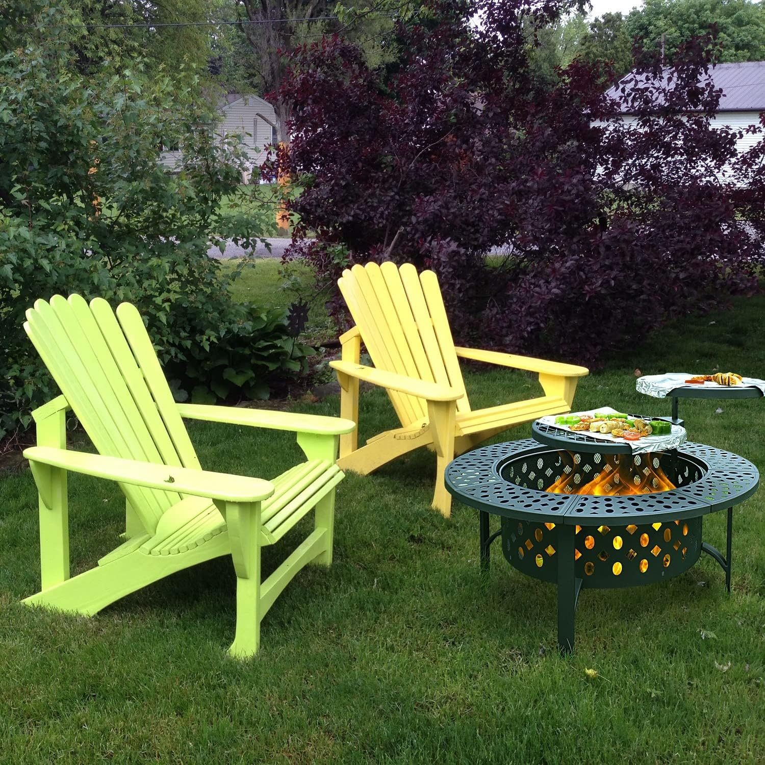 36 Inch Fire Pit with 2 Grills, Wood Burning Fire Pits for Outside with Lid, Poker and Round Waterproof Cover