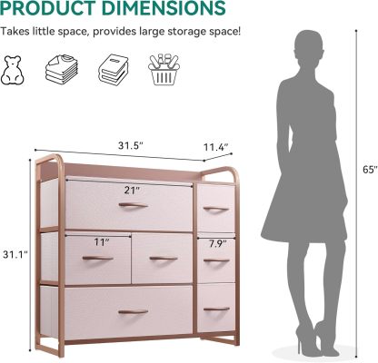 Dresser with 7 Drawers - Fabric Storage Tower, Organizer Unit for Bedroom, Living Room, Hallway, Closets