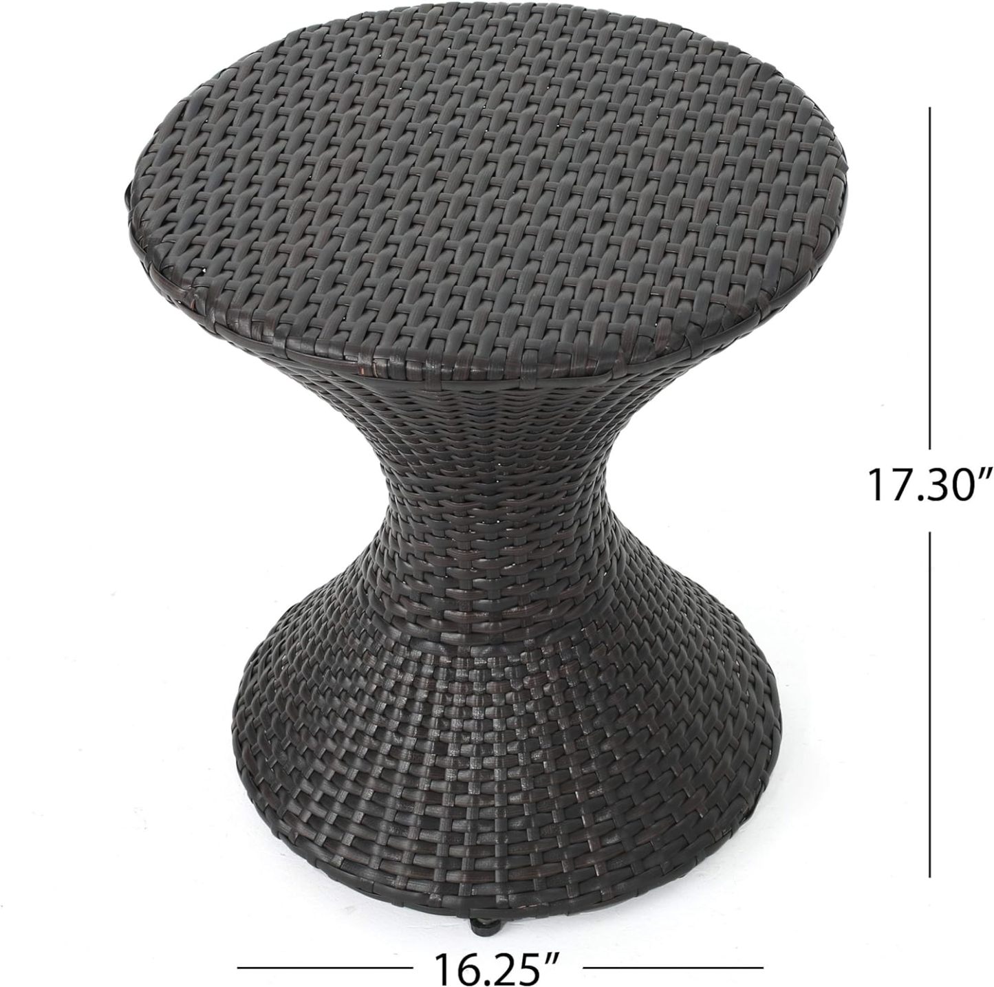 Outdoor Wicker Hourglass Side Table, Multibrown