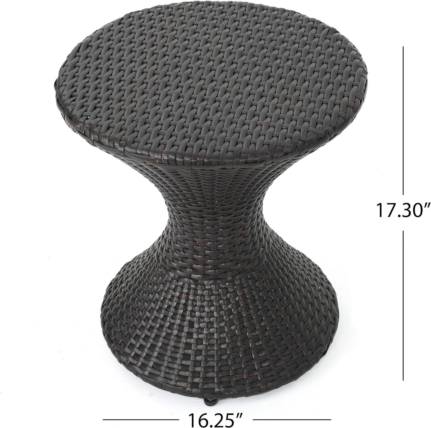 Outdoor Wicker Hourglass Side Table, Multibrown