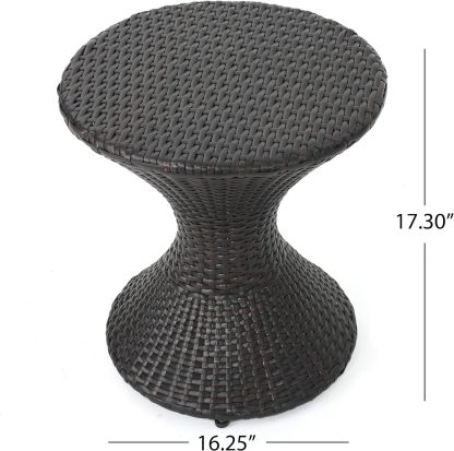 Outdoor Wicker Hourglass Side Table, Multibrown