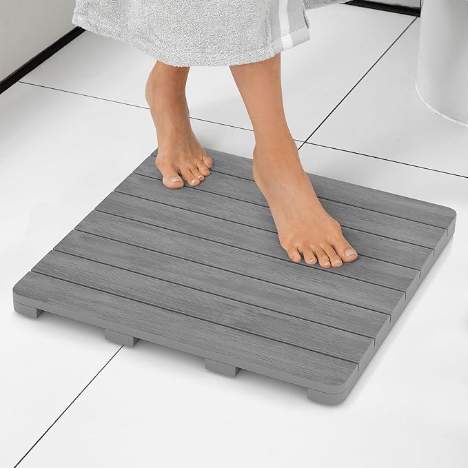 Bath Mat, Non Slip Poly Lumber Shower Mat, Square Floor Mat