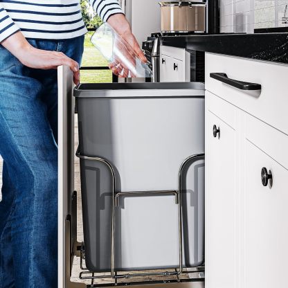 32 Quart Pull-Out Sliding Under Mount Kitchen Waste Garbage Container with Soft-Close Slides