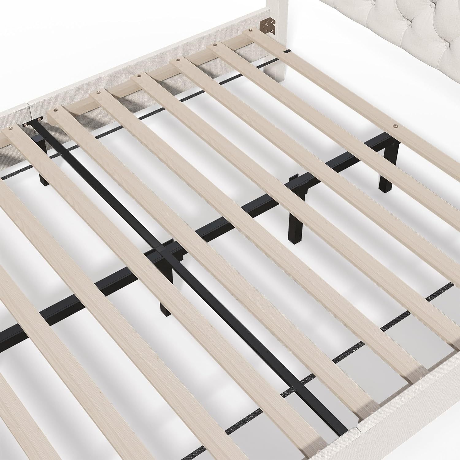 Queen Size Bed Frame with Adjustable Headboard