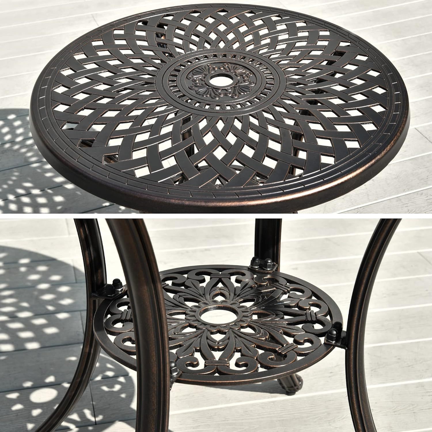 30 Inches Round Patio Dining Table with Umbrella Hole