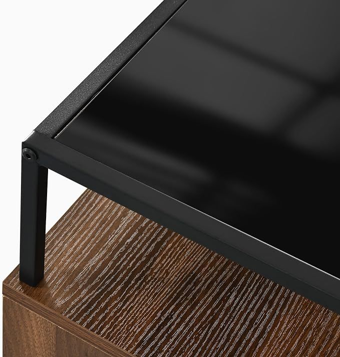 28 Inch Nightstand with 2 Drawers Walnut Color Farmhouse Wood Night Stand