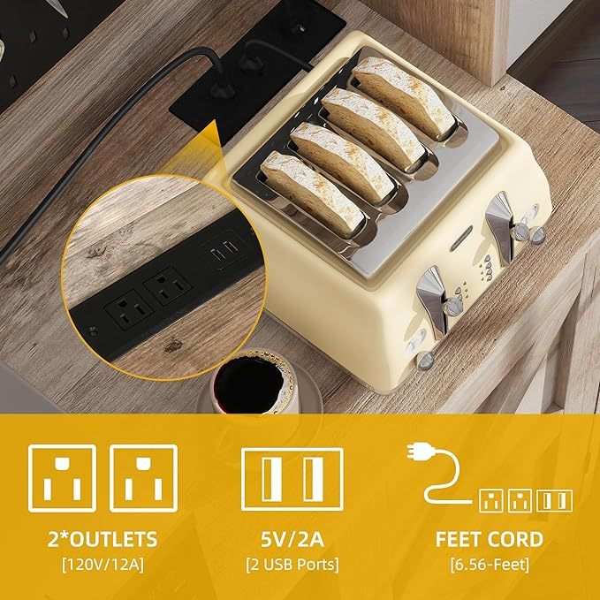 Farmhouse Pantry Cabinet - 71" Kitchen Pantry with Lights & Charging Station Hutch Cabinet with Storage